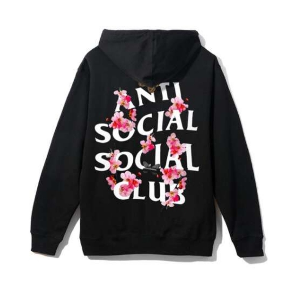 Anti social social club-floral/black hoodie